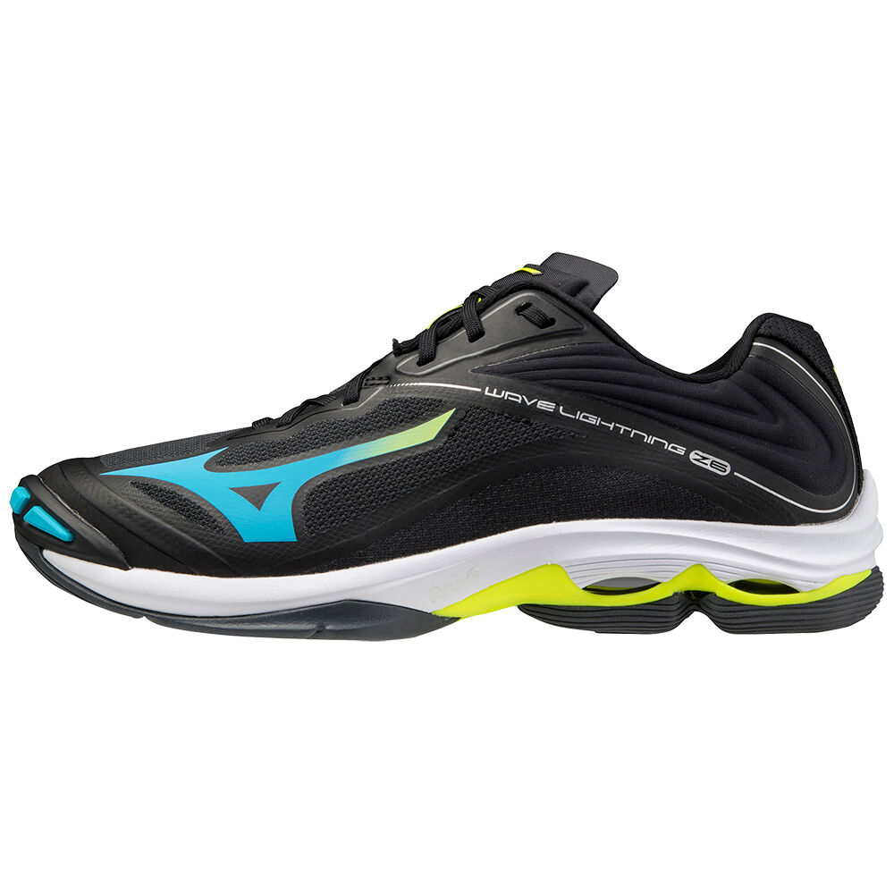 Mizuno Wave Lightning Z5 Férfi Röplabda Cipő Fekete/Kék Türkiz/Sárga XAG506123